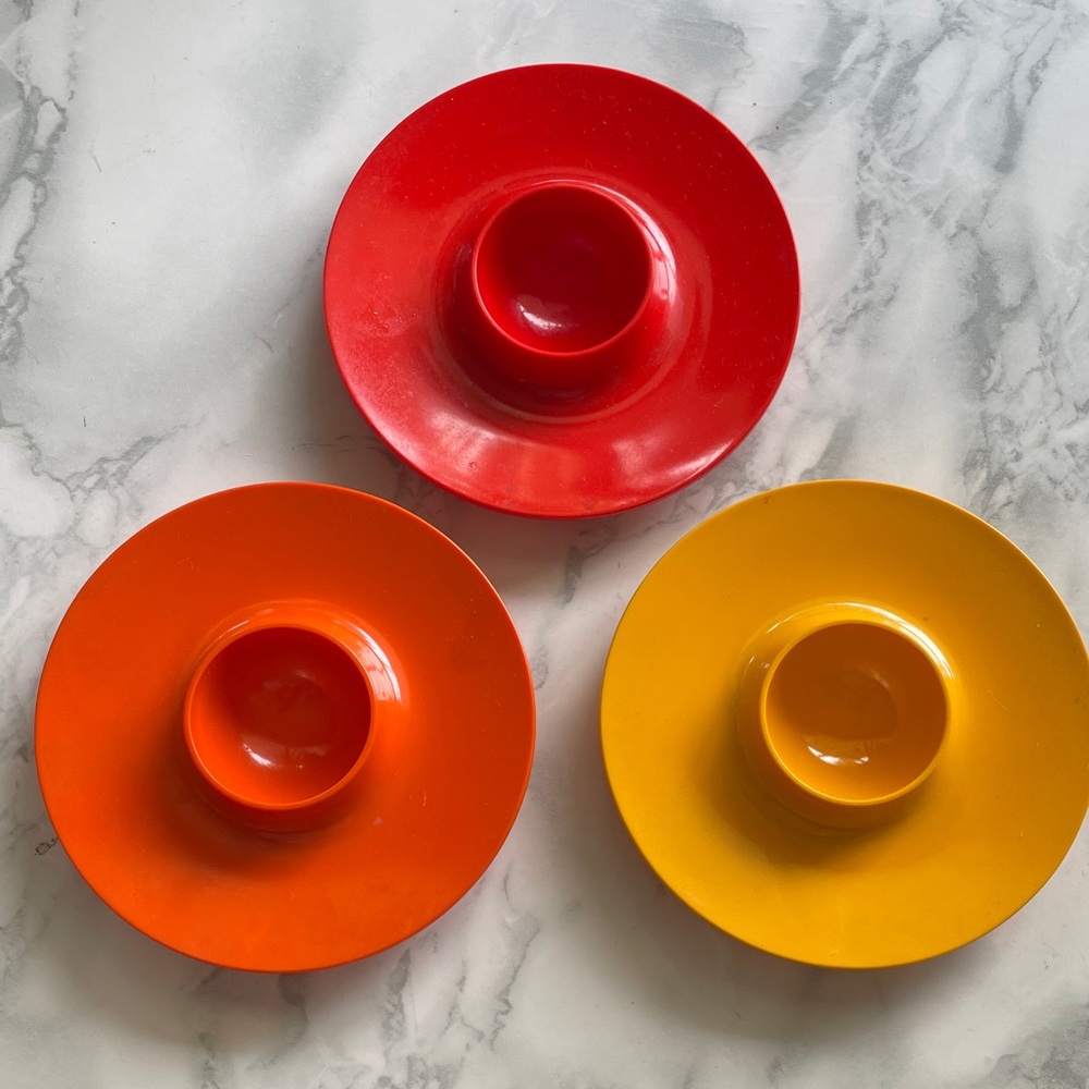 Vintage Rosti Egg Cups - Melamine Danish Design - AS IS